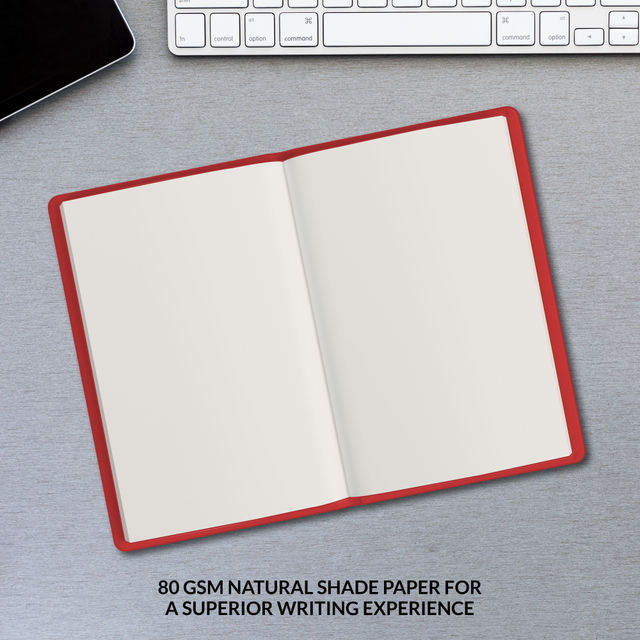 Paperkraft Designer Series With Pu Leather - Red Color, 192 Pages, Pack Of 1-Set Of 1