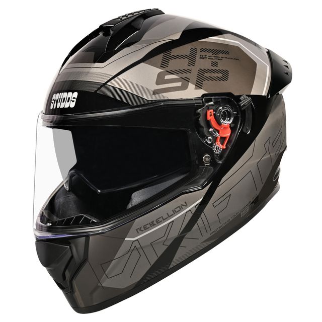 Studds Drifter Rebellion ISI-DOT Certified Full Face Helmet | Dual Visor & Spoiler |Black Grey - XL