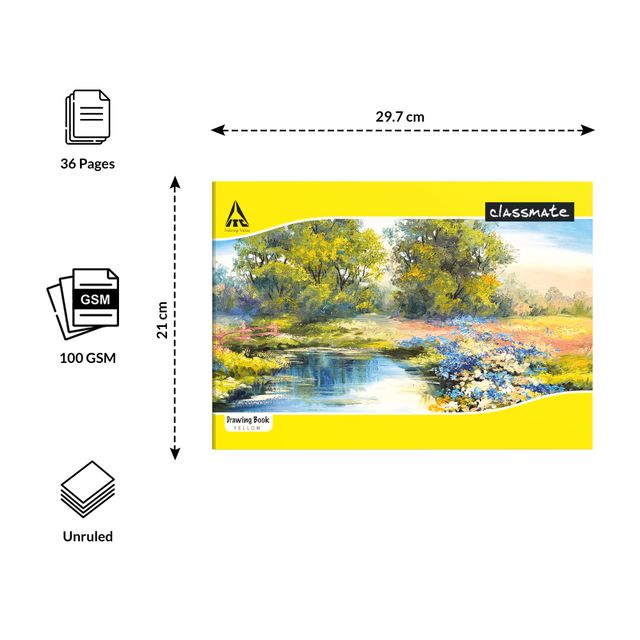 Classmate Drawing Book - 210 X 297 mm, Unruled 1 pc Combo