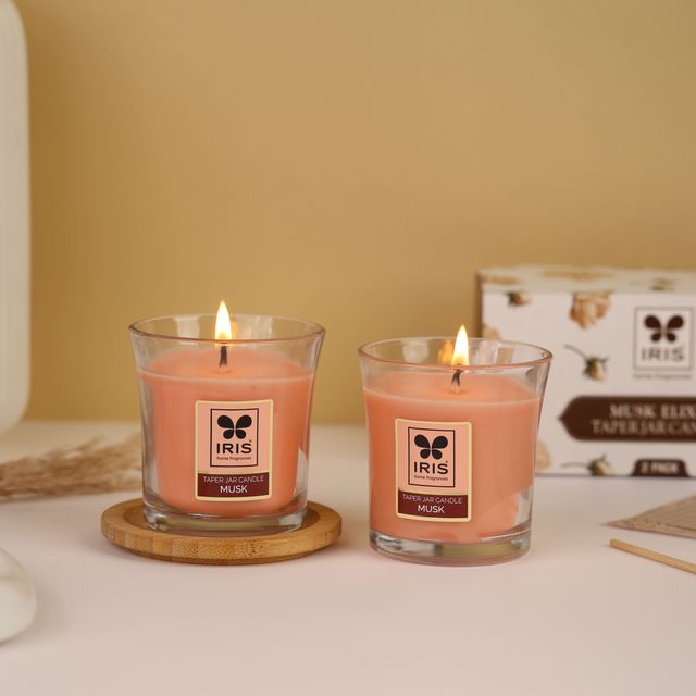 Iris Twin pack -Taper jar candles Musk Elixr