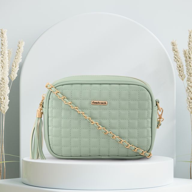Fastrack Women's Quilted Structured Sling Bag | Khaki