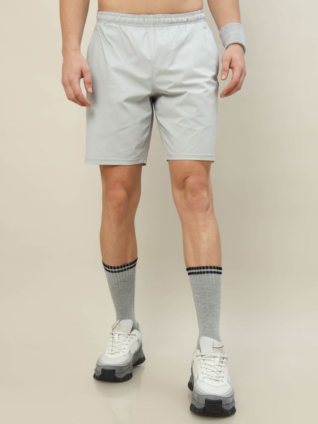 Technosport Men Poly Solid Relax Fit Sports Shorts with TECHNOLITE | Lunar Grey | XXL