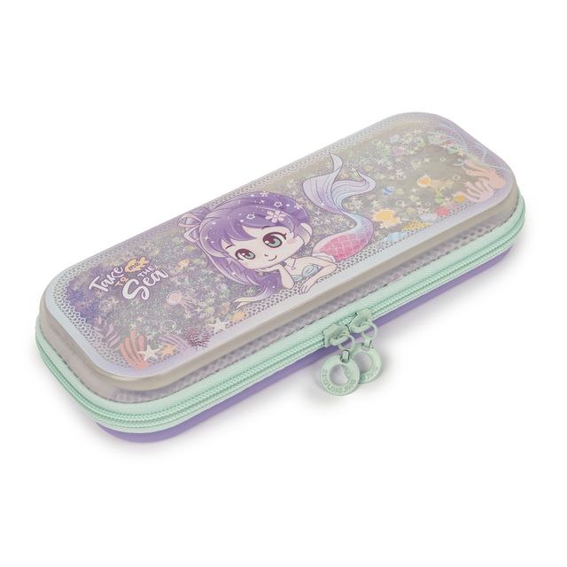 Qips Zip Closure Mermaid Printed Pencil Holder Case - 38100-D