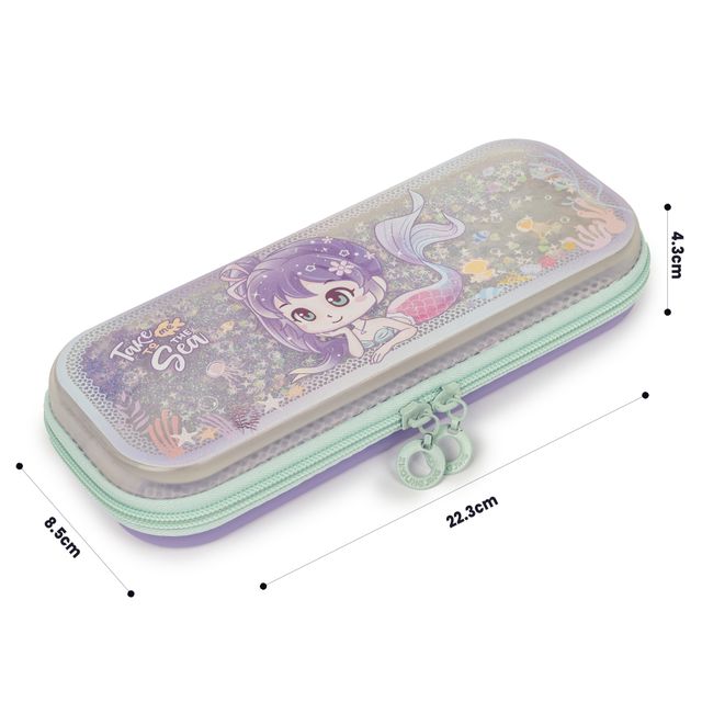 Qips Zip Closure Mermaid Printed Pencil Holder Case - 38100-D