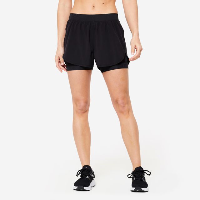 Decathlon | Womens Fitness Shorts With Tights- Black, L