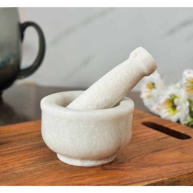 Oggn Marble Okhali Set Mortar Pestle 4x2.5