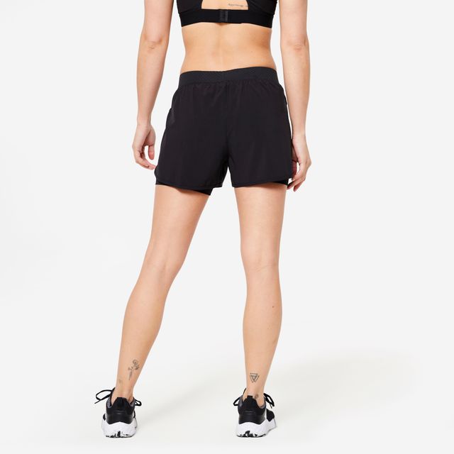 Decathlon | Womens Fitness Shorts With Tights- Black, L