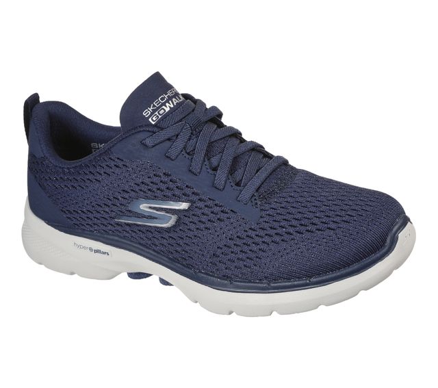 Skechers Womens Go Walk 6 - Bold Vision Walking Shoe Navy and White Size (UK 5)