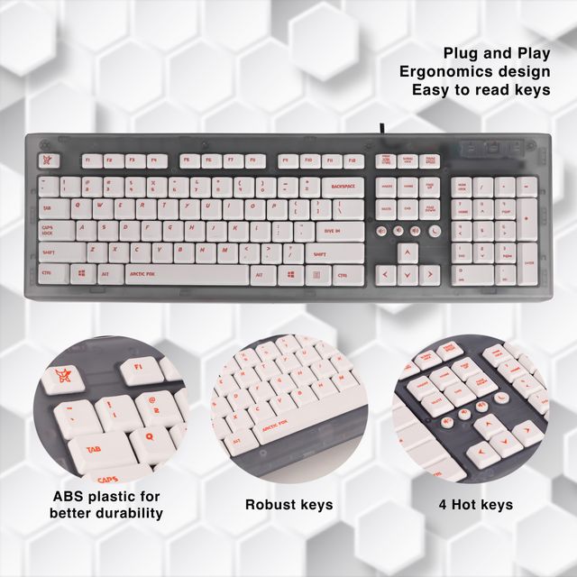 Arctic Fox Crystal Wired Keyboard (Grey)