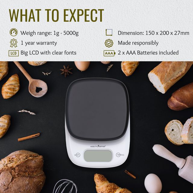 Healthsense Weight Machine For Kitchen,Touch Button, Tare Function1 Year Warranty Chef-Mate Ks 63