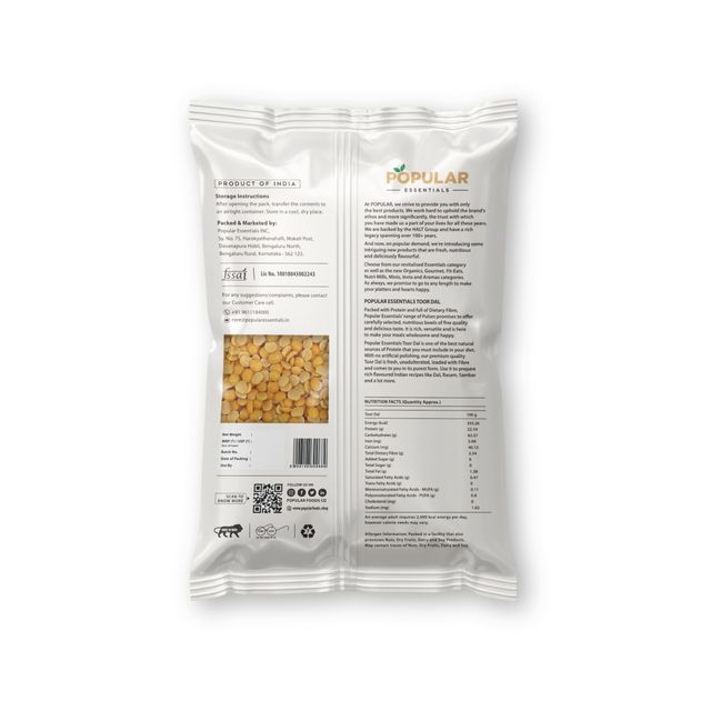 Popular Essentials Toor Dal | Un-Polished