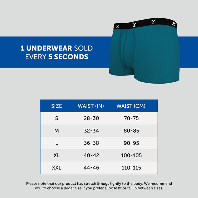 XYXX Ace IntelliSoft Micro Modal solid Trunk | Men's Innerwear | Pack of 2 | Blue + Grey- L