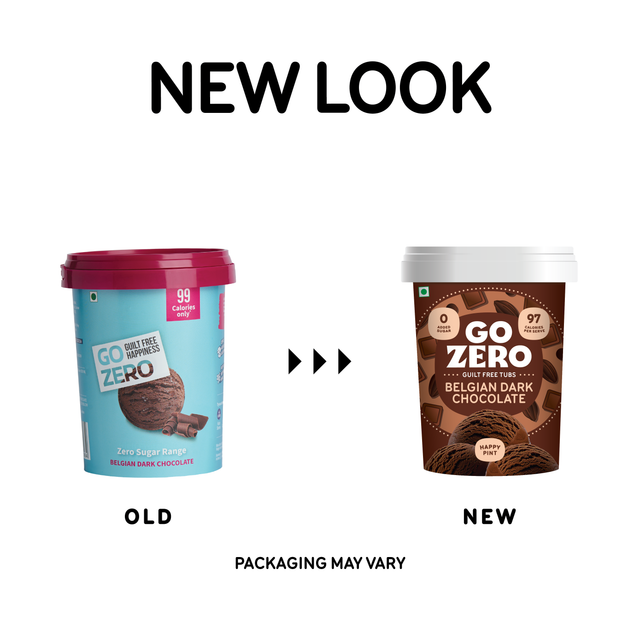 Go Zero Belgian Dark Chocolate Low Calorie Guilt Free Ice Cream Tub 500 ml Combo