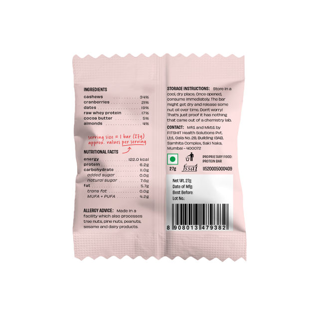 The Whole Truth Cranberry Protein Bar 27 g Combo