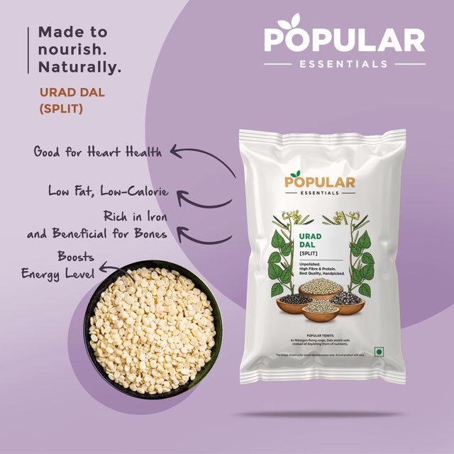 Popular Essentials Urad Dal Split (Un-Polished)(500gms) & Popular Essentials Toor Dal (Un-Polished)(500gms) Combo