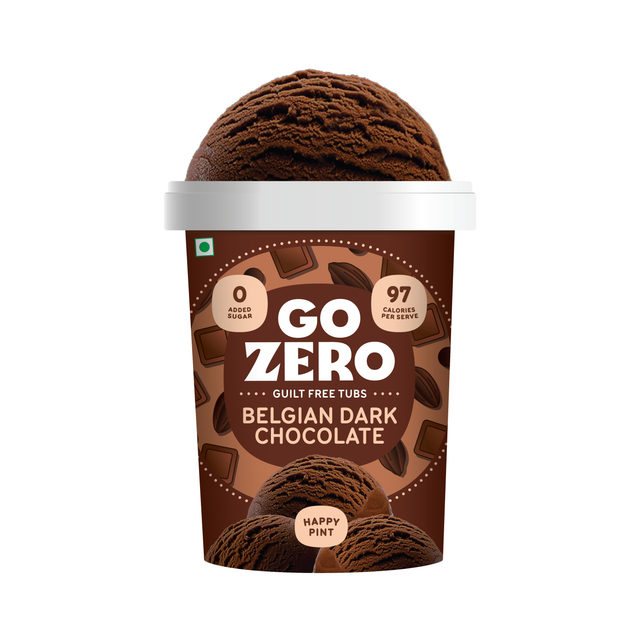 Go Zero Belgian Dark Chocolate Low Calorie Guilt Free Ice Cream Tub 500 ml Combo