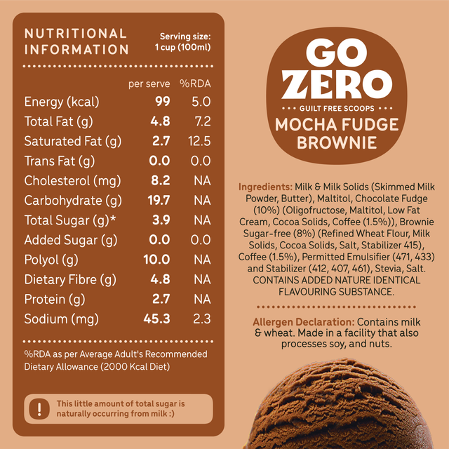 Go Zero Mocha Fudge Brownie High Protein Guilt Free Ice Cream Cup 100 ml Combo