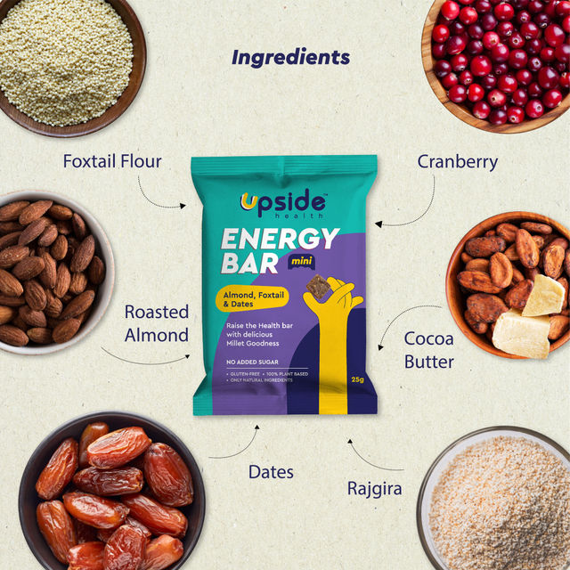 Upside Health Energy Bar - Almond ,Foxtails,Dates,Cranberry