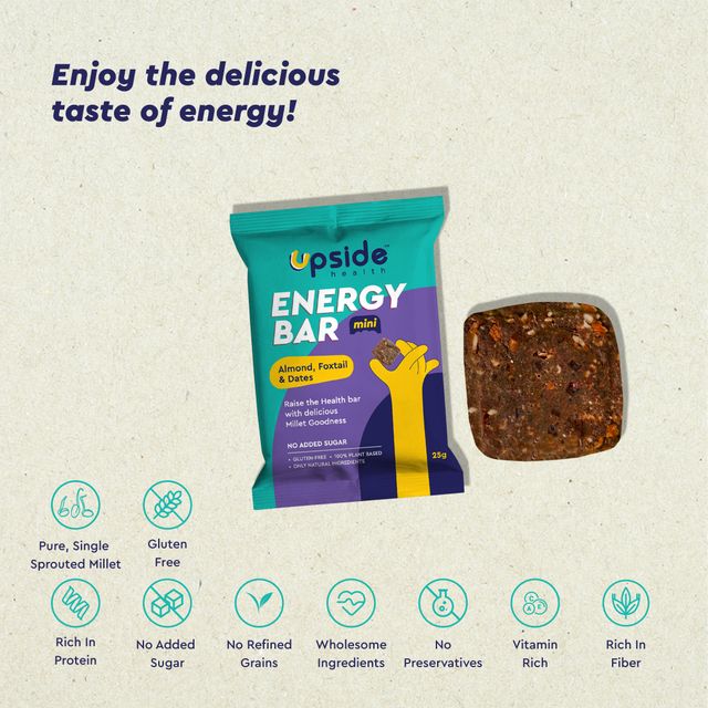 Upside Health Energy Bar - Almond ,Foxtails,Dates,Cranberry