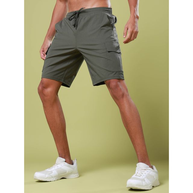Technosport Men Poly Solid Slim Fit Sports Shorts with TS FLEXI | Beetle | M