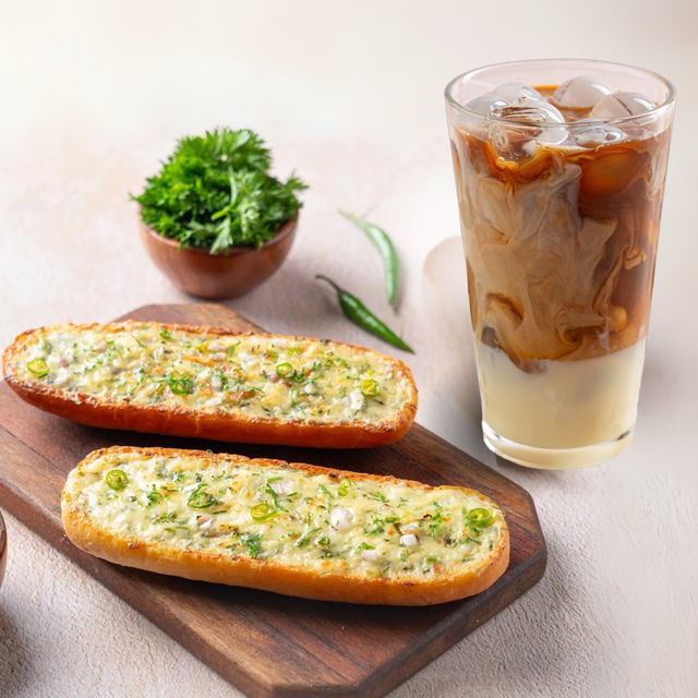 Chili Cheese Toast  & Vietnamese Cold Coffee combo