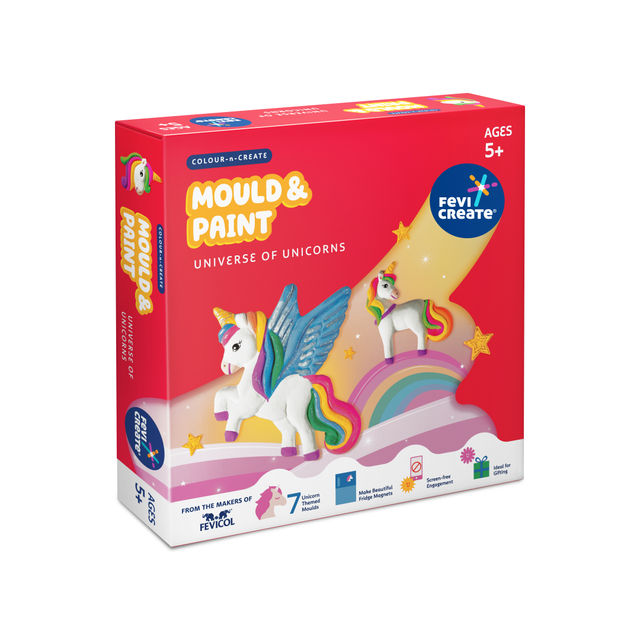 Fevicreate Mould & Paint Universe of Unicorn Kit for Kids| Badges & Fridge Magnets