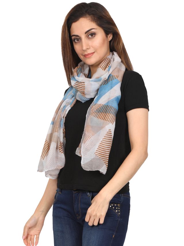 Fabseasons Women's Abstract Cotton Scarf | Brown - Free Size