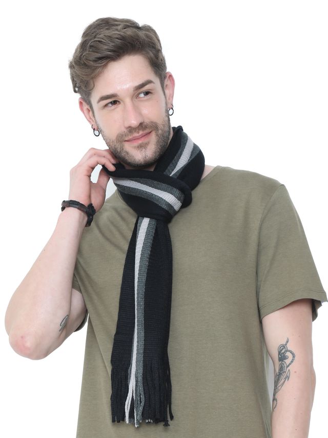 Fabseasons Unisex Acrylic Wool Muffler | Black - One Size