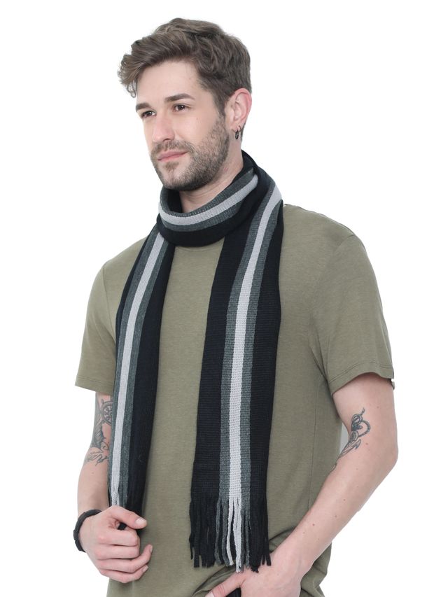 Fabseasons Unisex Acrylic Wool Muffler | Black - One Size