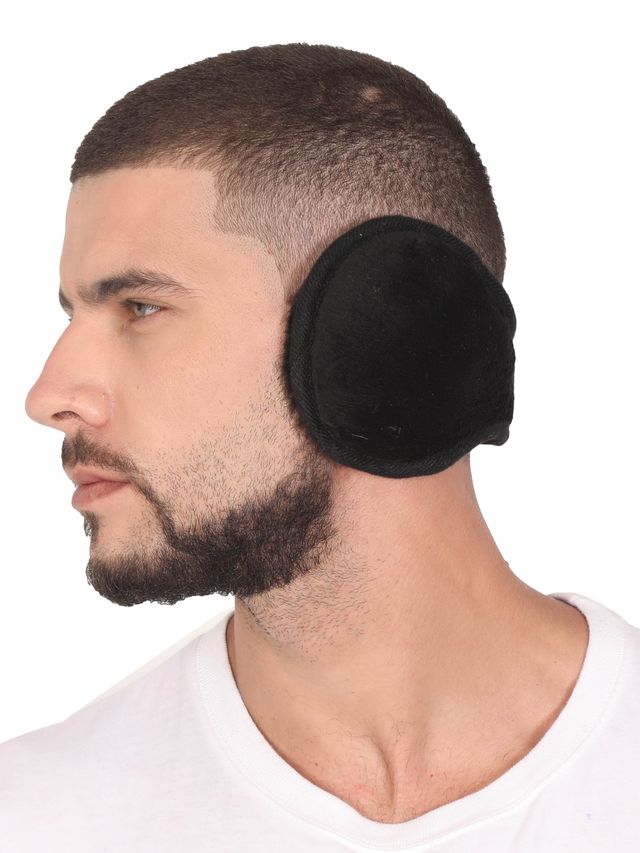 Fabseasons Unisex Solid Faux Fur Winter Earmuffs | Black - Free Size