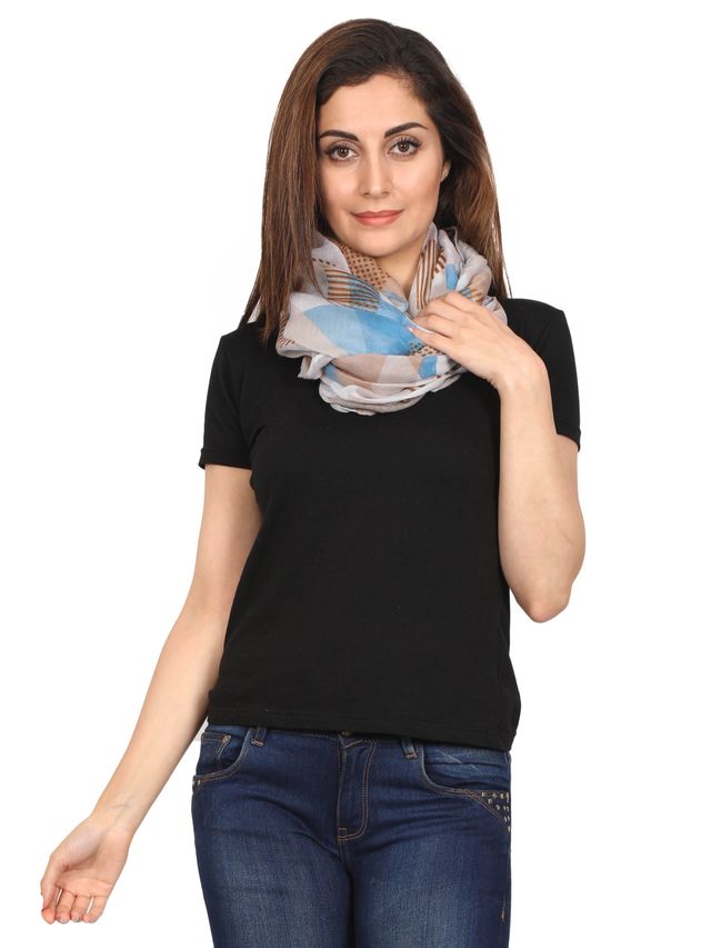 Fabseasons Women's Abstract Cotton Scarf | Brown - Free Size