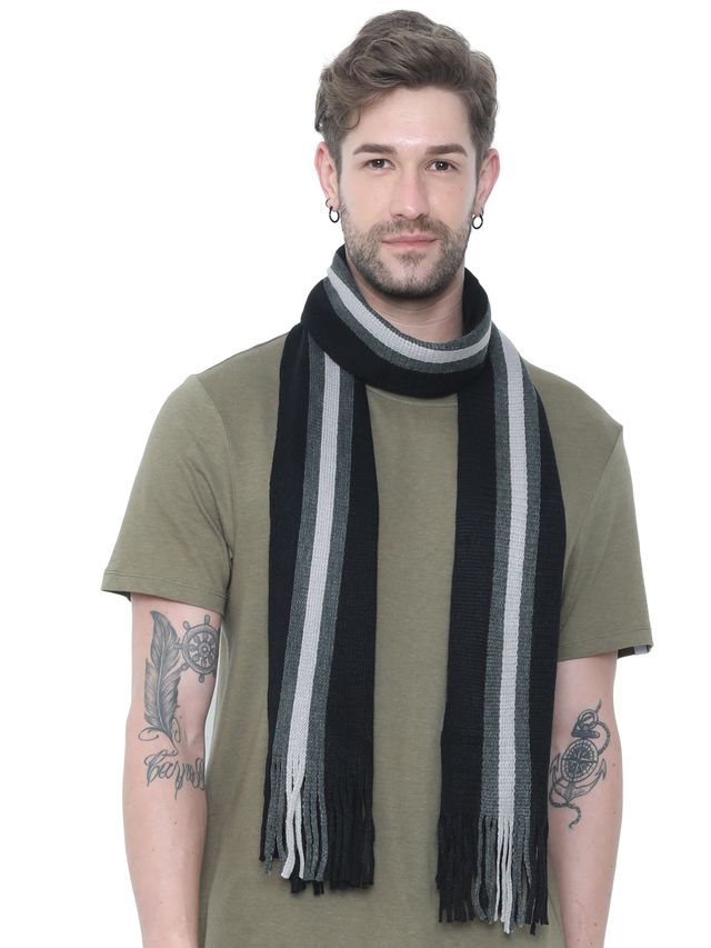 Fabseasons Unisex Acrylic Wool Muffler | Black - One Size