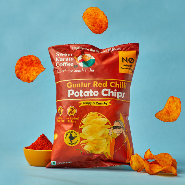 Sweet Karam Coffee Guntur Red Chilli Potato Chips - No Palm Oil