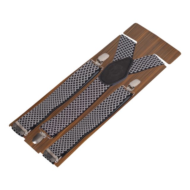 Peluche Men's Patterned Elastic Suspenders | Black - Free Size