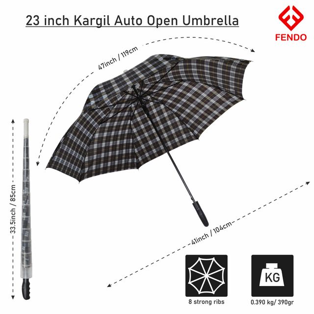 Fendo 23 inch Checks Straight Auto Open Umbrella Assoreted