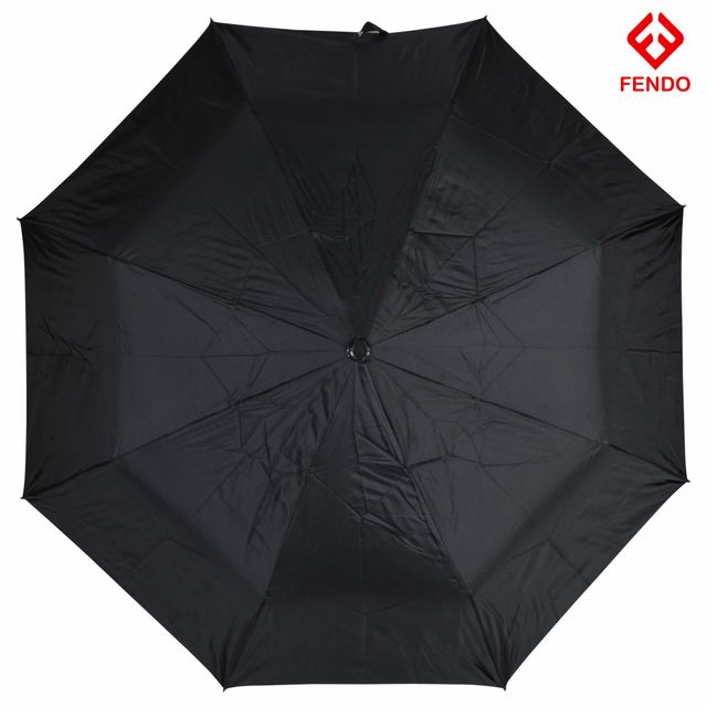 Fendo 3 Fold Hand Open 21.5 inch Black Umbrella