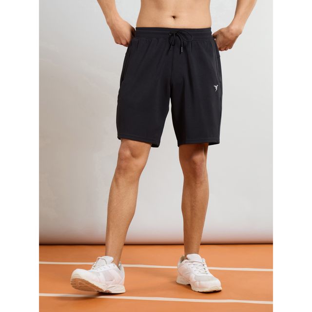 Technosport Men Poly Solid Slim Fit Sports Shorts with TS FLEXI | Black | L