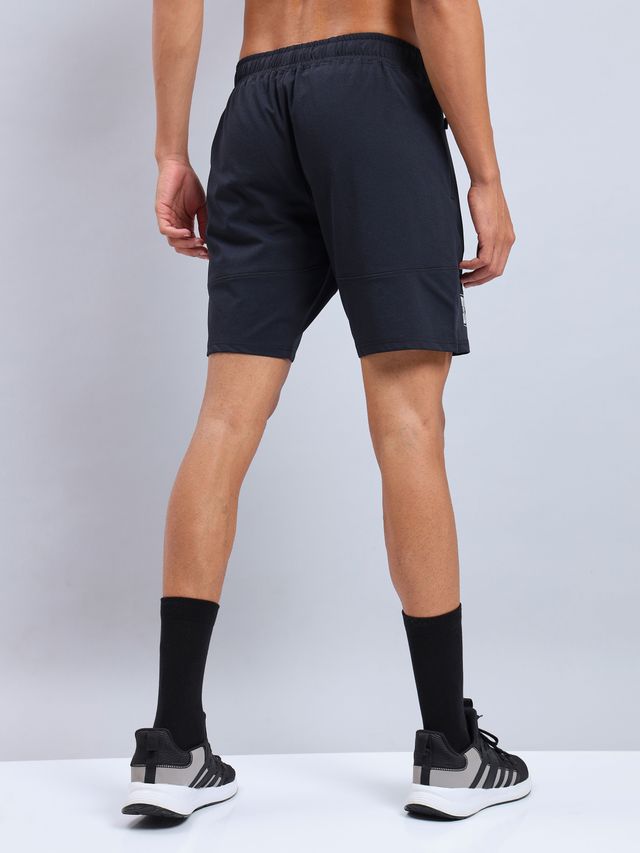 Technosport Men Poly Solid Relax Fit Sports Shorts with ELASTO LITE | Black | M