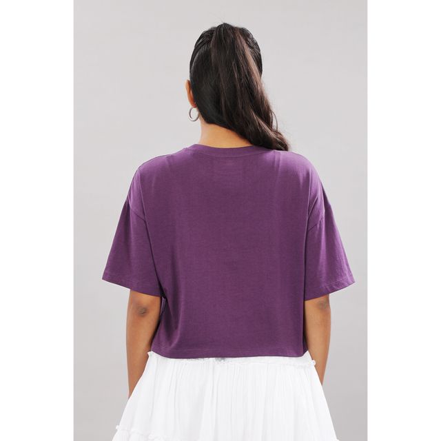 Crop Top from OUTLAWS | For Gym and Daily Wear | 100% cotton for Women | Purple - S