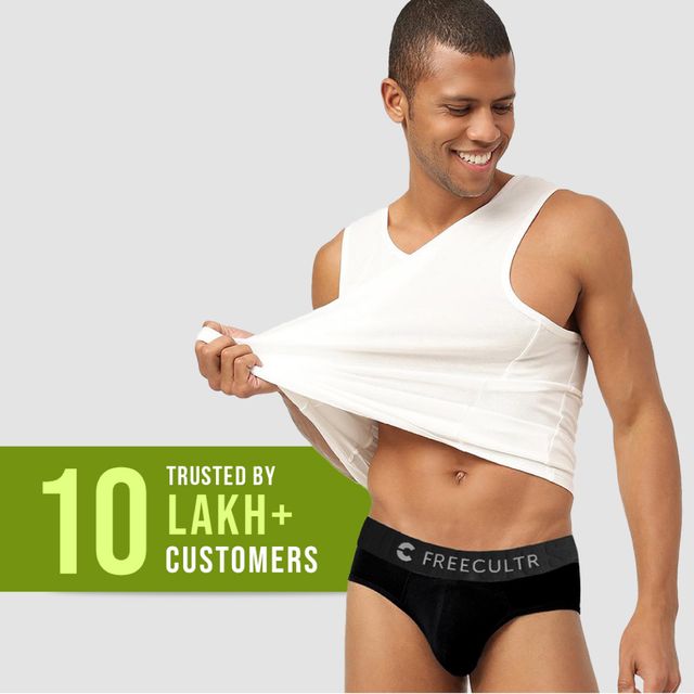 Freecultr Men's Solid Brief | Black - M