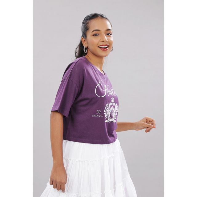 Crop Top from OUTLAWS | For Gym and Daily Wear | 100% cotton for Women | Purple - S