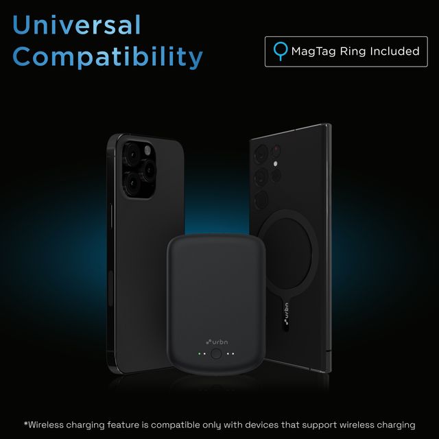 URBN 10000 mAh Magsafe Power Bank | 15W Fast Wireless Charging|Type C Input/Output (Black)