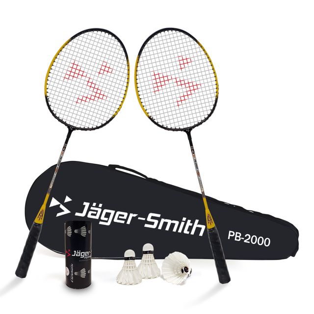 Jager-Smith Pb-2000 Combo & Featherlite 2 Shuttle Badminton Kit (Yellow) (Made In India)