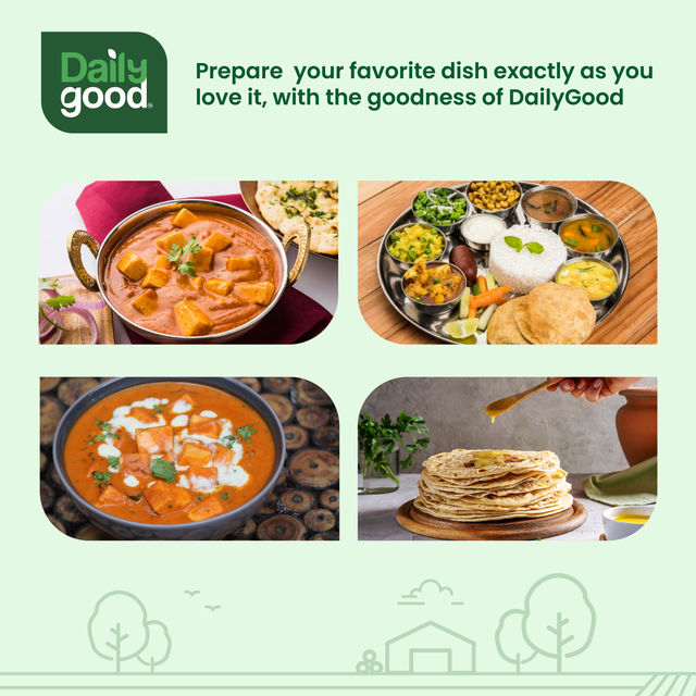 Daily Good Sona Masoori Steam Rice(5kg), Daily Good Unpolished Toor / Tur / Arhar Dal(500gms) & Daily Good Desi Ghee(450ml) & Chakki Atta(5kg) Combo
