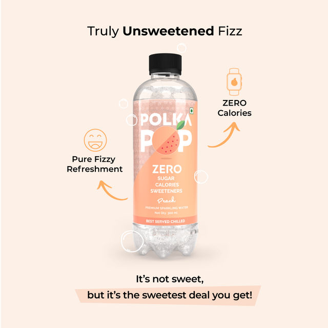 Polka Pop Peach Sparkling Water(300ml) & Polka Pop Lemon-Lime Sparkling Water(300ml) Combo