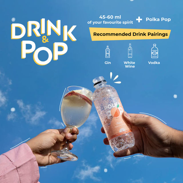 Polka Pop Peach Sparkling Water(300ml) & Polka Pop Lemon-Lime Sparkling Water(300ml) Combo