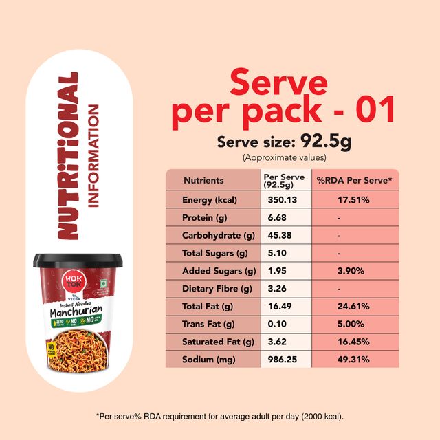 Wok Tok by Veeba Instant Noodles Manchurian Pack of 2 | No Maida | No palm oil