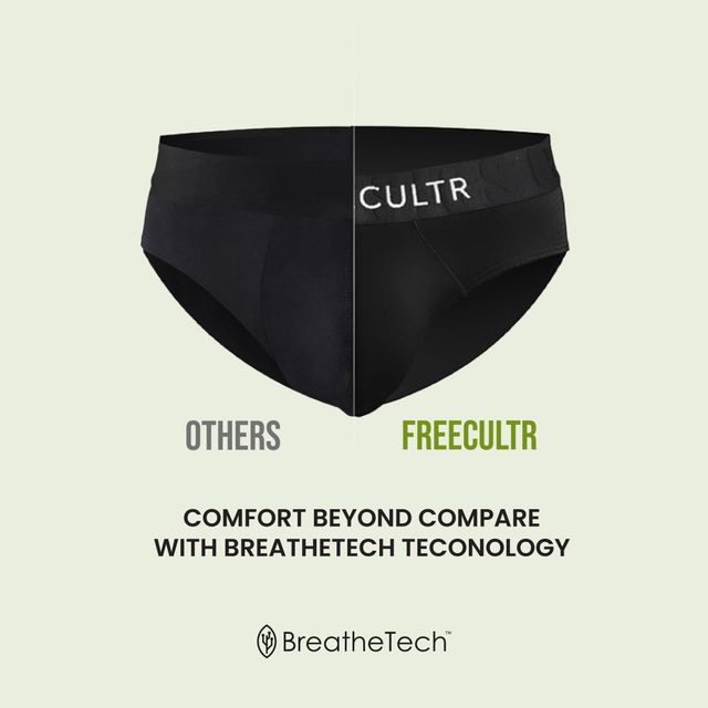 Freecultr Men's Solid Brief | Black - M