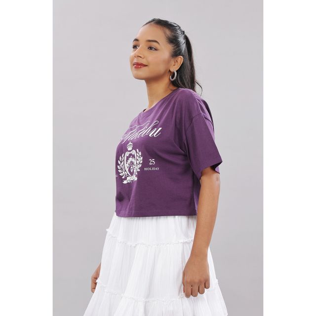 Crop Top from OUTLAWS | For Gym and Daily Wear | 100% cotton for Women | Purple - S