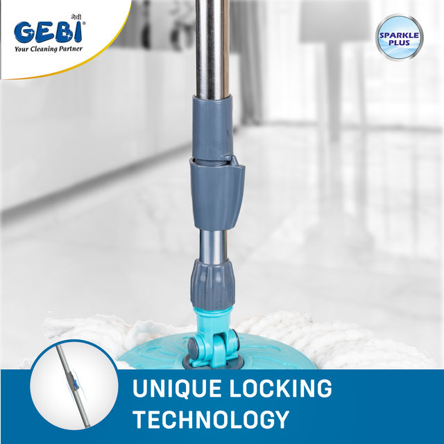 Gebi Sparkle Plus Extendable Handle/ Stick Rod with Microfiber Refill for Spin Mop